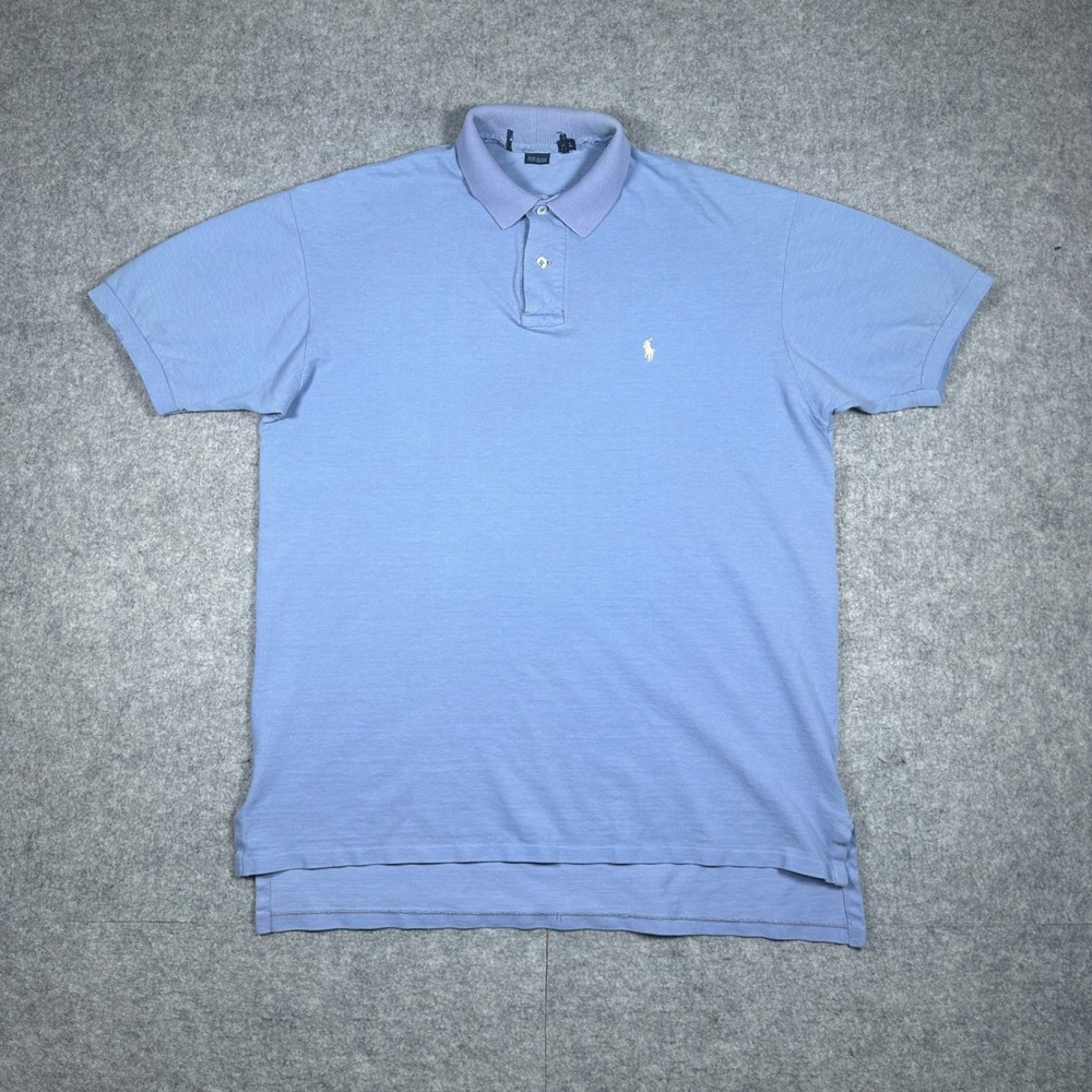 Vintage Polo Ralph Lauren Polo Shirt Men Large‎ Blue USA made Cotton Pique